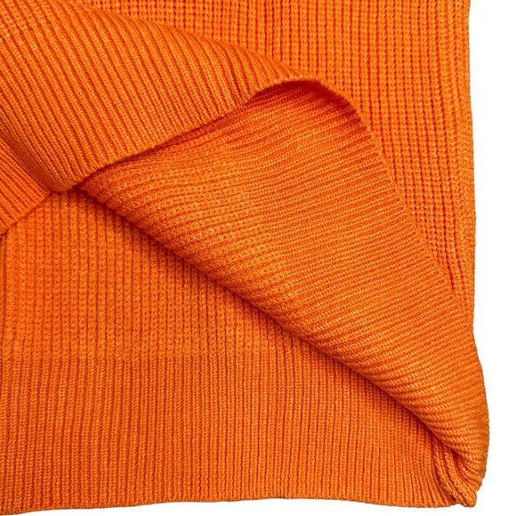 Women Sweater Shoulder Pad Knit Vest Medium Orange High Neck Cotton Top Knit - Picture 13 of 16